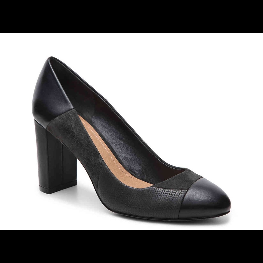Tahari Block Heel Patchwork Pumps